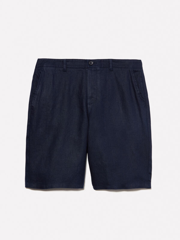 Dunkelblaue Bermudashorts aus 100% Leinen Dunkelblaue Bermudashorts aus 100% Leinen - shorts für herren | Sisley