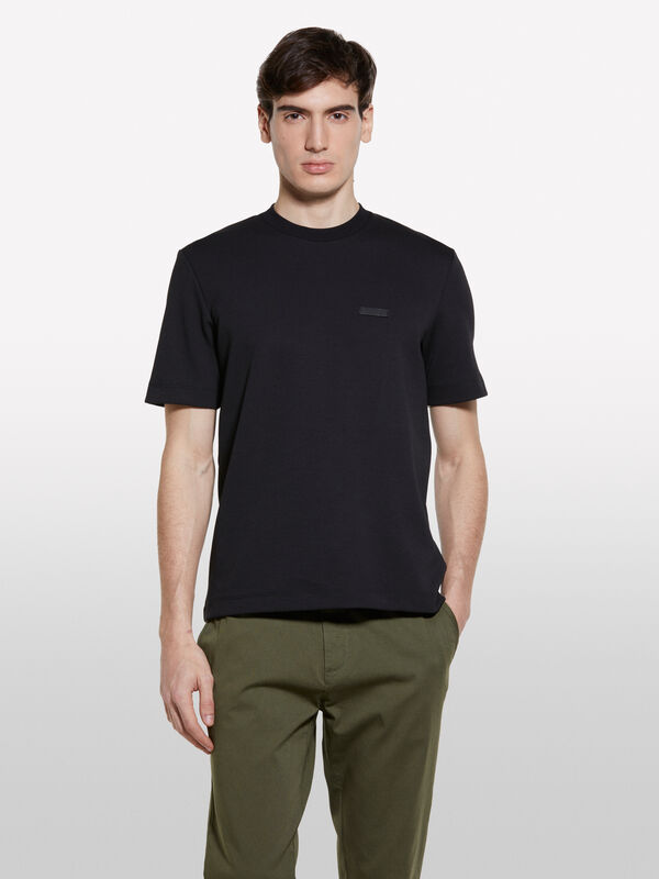 Schwarzes T-Shirt mit Patch - kurzärmeliges t-shirt für herren | Sisley