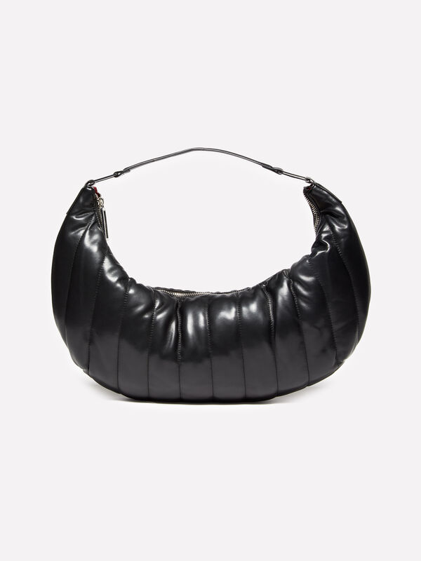 Schwarze Schultertasche mit Ziernähten - schultertaschen und umhängetaschen für damen | Sisley