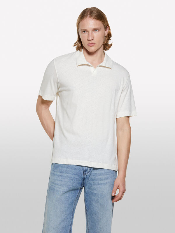 Cremeweißes Poloshirt aus Leinenmischung - polo für herren | Sisley