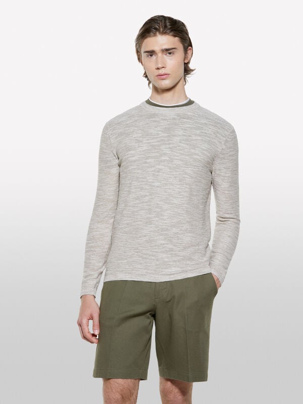 Hellbeiger Melange-Pullover - rundhalspullover für herren | Sisley