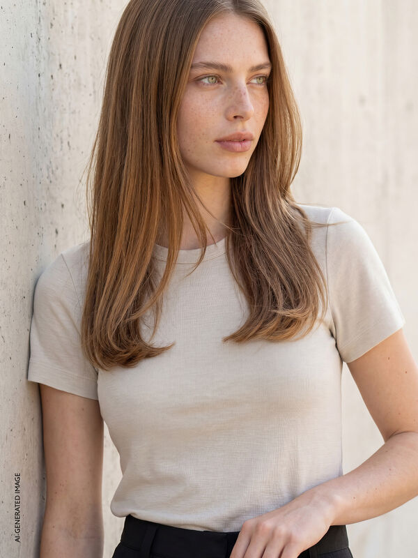 T-Shirt mit Rundhalsausschnitt - kurz&auml;rmeliges t-shirt f&uuml;r damen | Sisley