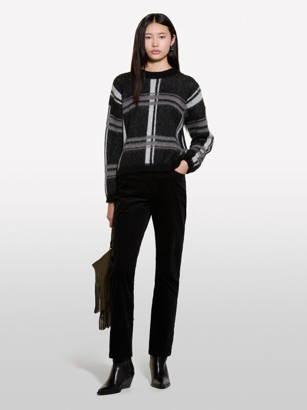 Schwarze Hose aus Cordsamt - regular hosen für damen | Sisley