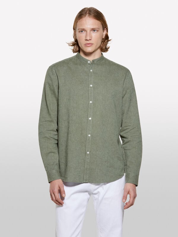 Grünes Mandarinenhemd - regular hemden für herren | Sisley