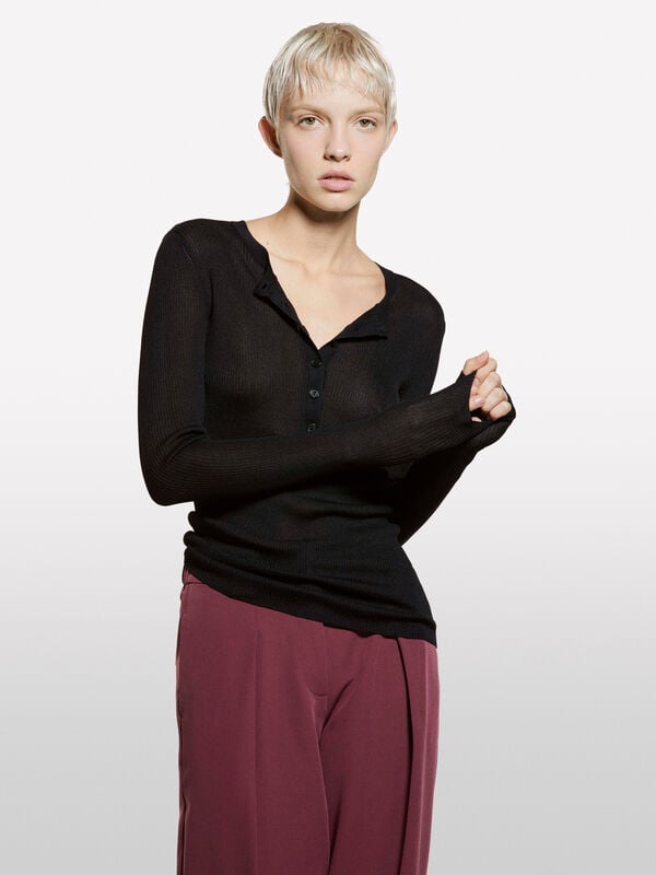Schwarzes Seraph-Shirt Schwarzes Seraph-Shirt - rundhalspullover für damen | Sisley