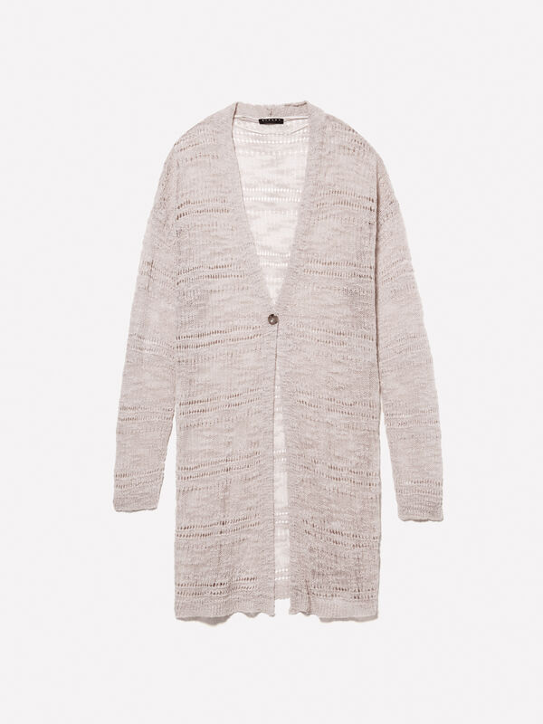 Lange beige Strickjacke Lange beige Strickjacke - cardigans für damen | Sisley