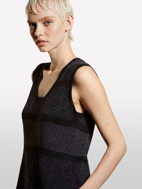 Maxi-Weste im Colorblock-Stil mit Lurex - pullover v-ausschnitt für damen | Sisley