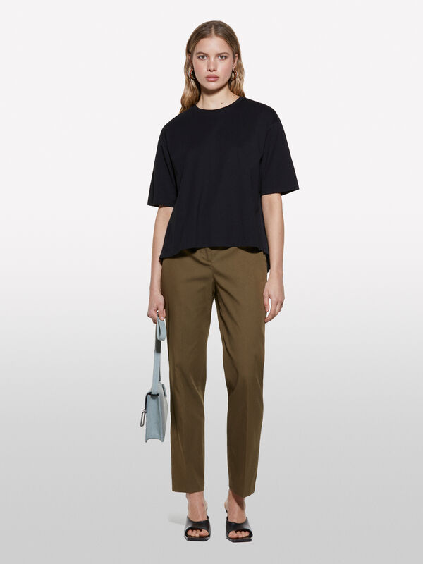 Militärgrüne Hose mit Schnürsenkeln - hosen mit hoher taille für damen | Sisley