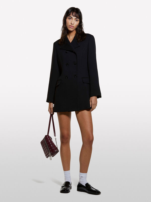 Schwarzer Zweireihermantel - mäntel für damen | Sisley