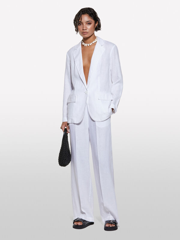 Weißer Blazer aus 100% Leinen Weißer Blazer aus 100% Leinen - blazer für damen | Sisley