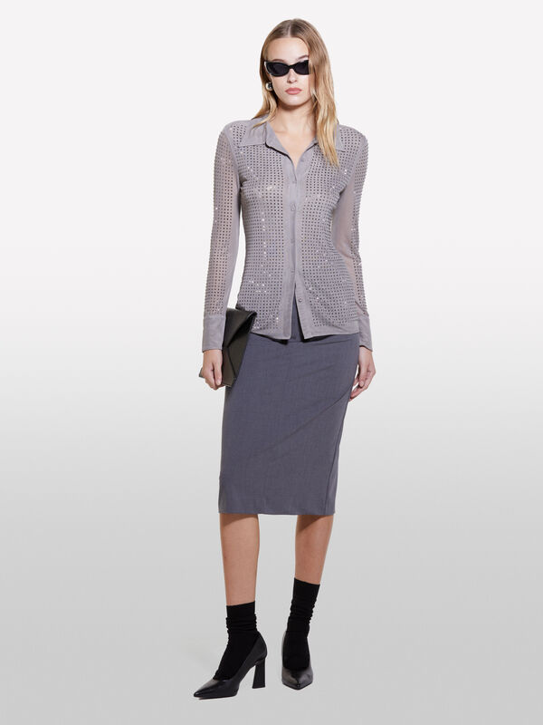 Hemdbluse in Tüll mit Strass - hemden für damen | Sisley
