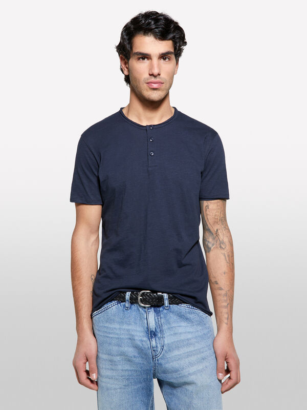 Blaues Serafino-T-Shirt - kurzärmeliges t-shirt für herren | Sisley