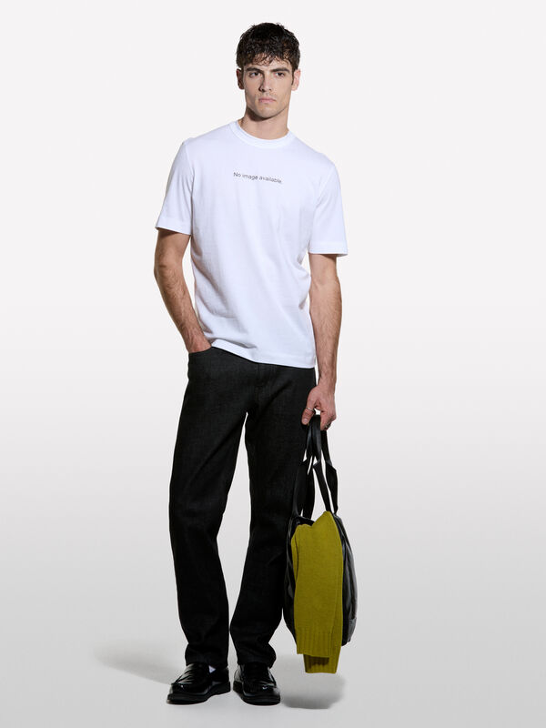 Wei&szlig;es T-Shirt mit Lettering-Print aus 100% Bio-Baumwolle - kurz&auml;rmeliges t-shirt f&uuml;r herren | Sisley