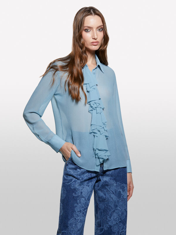 Dunkelblaues Hemd mit Rüschen Dunkelblaues Hemd mit Rüschen - hemden für damen | Sisley