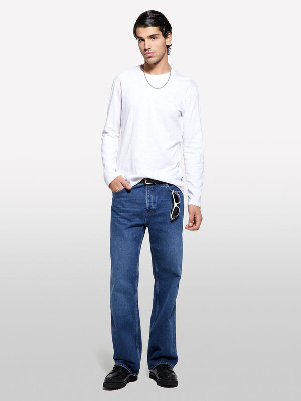 Langärmeliges T-Shirt slim fit in Weiß - langärmeliges t-shirt für herren | Sisley