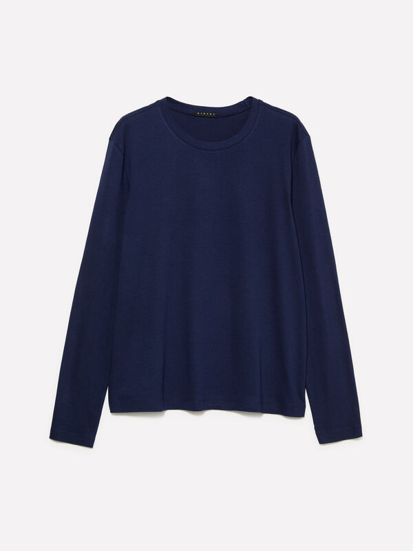 Blaues Langarm-T-Shirt Blaues Langarm-T-Shirt - langärmeliges t-shirt für damen | Sisley