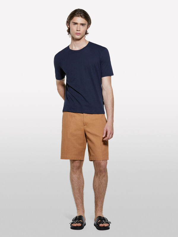 Dunkelblaues T-Shirt aus Leinenmischung - kurzärmeliges t-shirt für herren | Sisley
