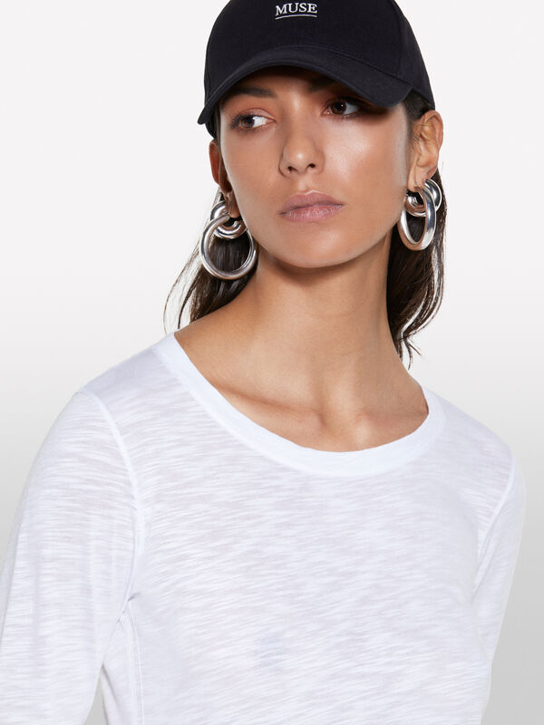 Langärmeliges weißes T-Shirt  - langärmeliges t-shirt für damen | Sisley