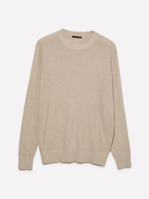 Beigefarbener Pullover mit Rundhalsausschnitt Beigefarbener Pullover mit Rundhalsausschnitt - rundhalspullover für herren | Sisley