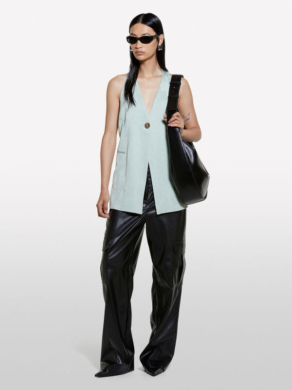 Schwarze Cargohose straight fit Schwarze Cargohose straight fit - regular hosen für damen | Sisley