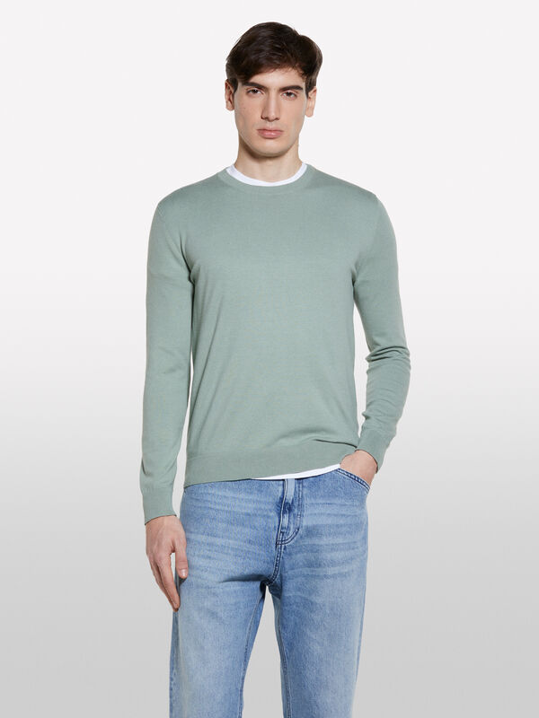 Pulli regular fit in Hellgrün - rundhalspullover für herren | Sisley