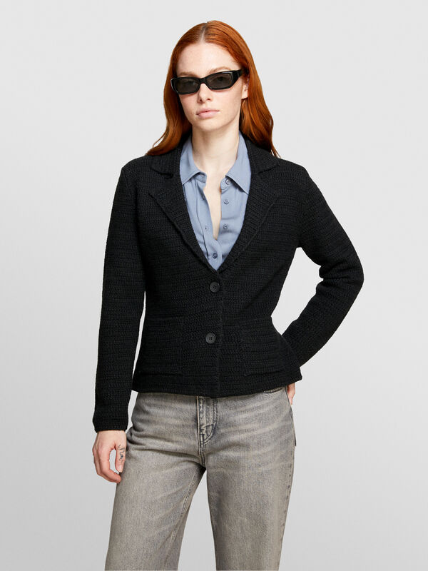 Strickblazer in Schwarz - cardigans f&uuml;r damen | Sisley