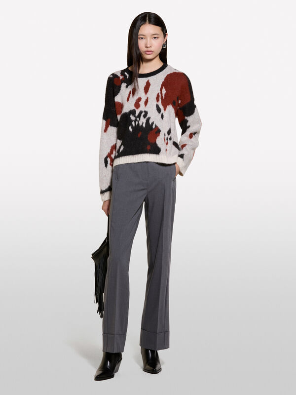 Pulli mit Animal-Print in Beige - rundhalspullover für damen | Sisley