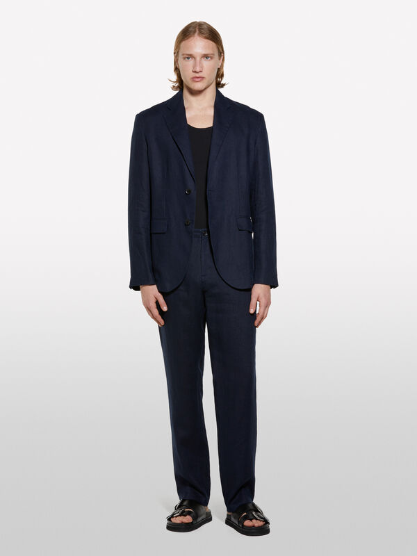 Dunkelblaue Hose aus 100% Leinen - slim hosen für herren | Sisley