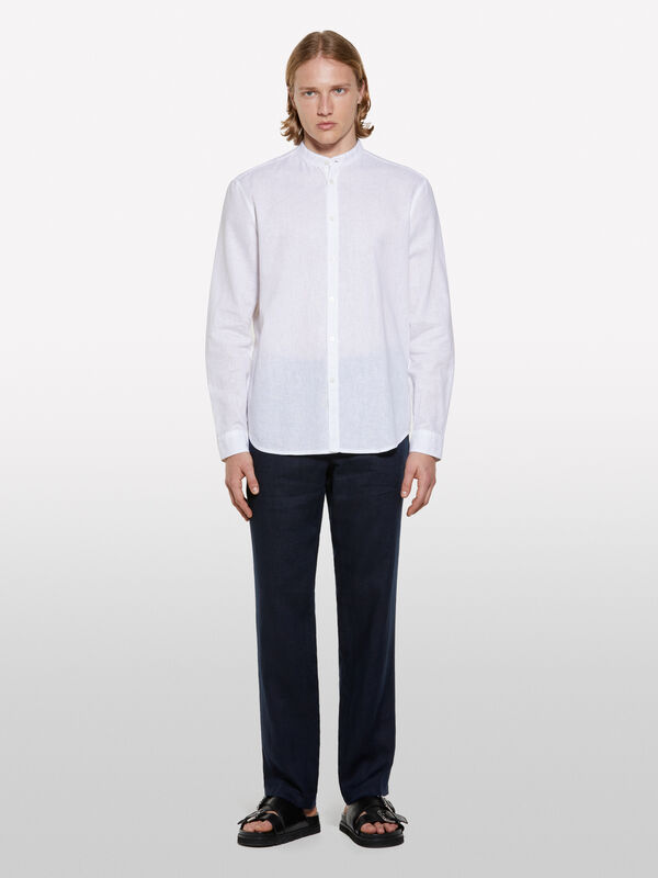 Weißes Mandarinenhemd Weißes Mandarinenhemd - regular hemden für herren | Sisley