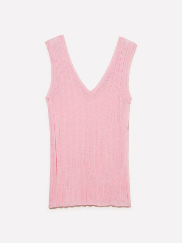 Pastellrosa gestricktes Tanktop - top für damen | Sisley