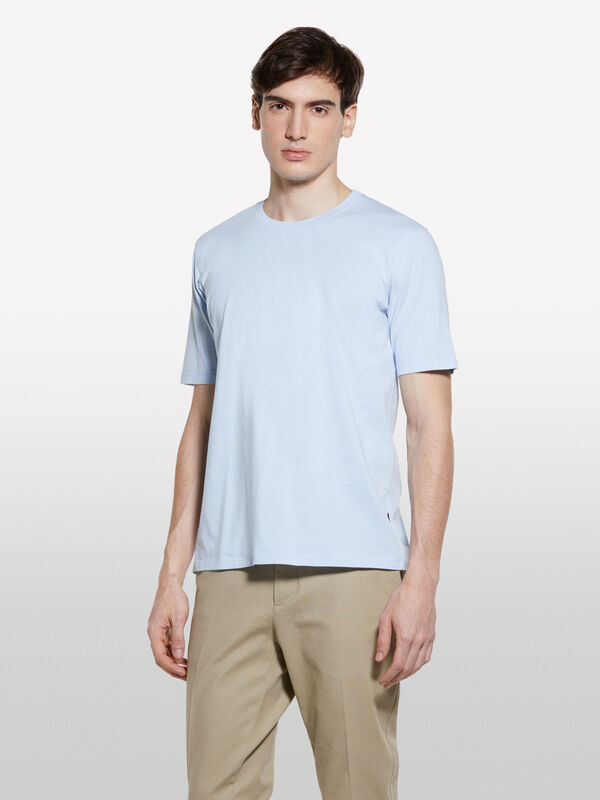 Blaues T-Shirt mit kurzen Ärmeln in regular fit - kurzärmeliges t-shirt für herren | Sisley