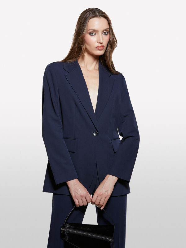 Dunkelblauer Blazer mit normaler Passform - blazer für damen | Sisley