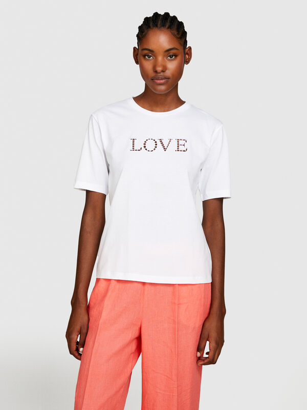 T-Stirt mit Stickerei - kurzärmeliges t-shirt für damen | Sisley