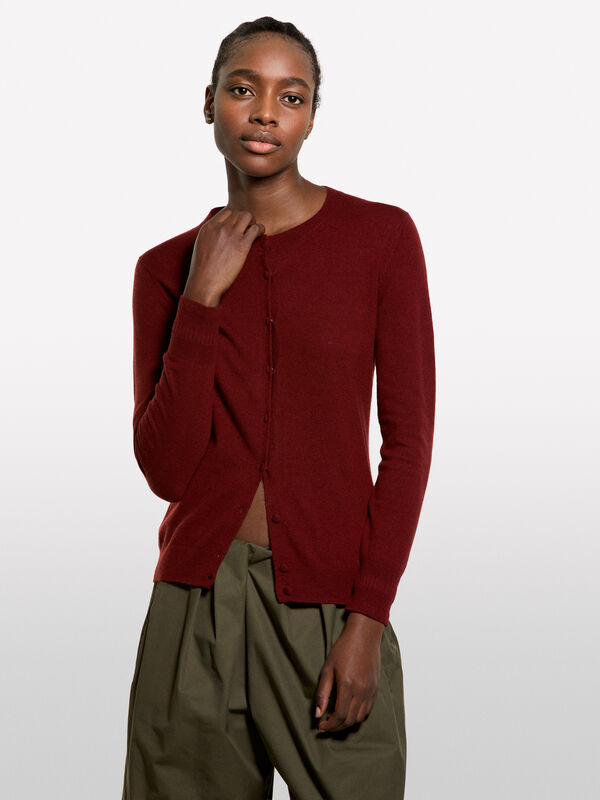 Ziegelrote Strickjacke mit normaler Passform - cardigans für damen | Sisley