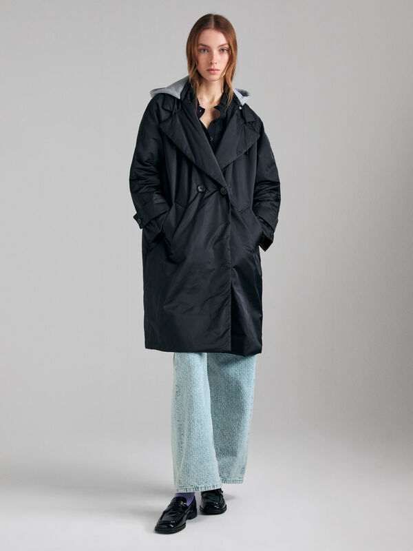 Padded coat with hood - daunenjacken und wattierte jacken f&uuml;r damen | Sisley