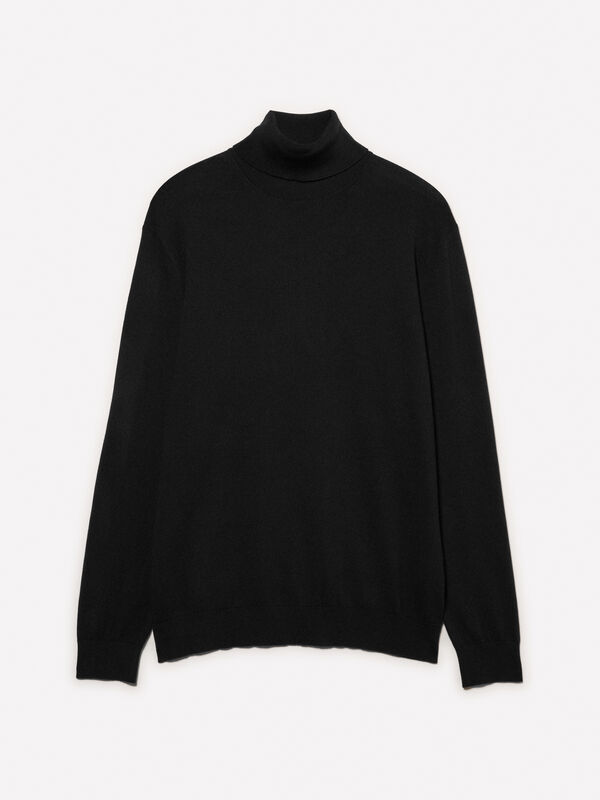 Schwarzer Pullover mit hohem Kragen Schwarzer Pullover mit hohem Kragen - pullover hoher kragen für herren | Sisley