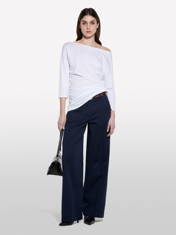 Weißes T-Shirt mit U-Bootausschnitt - langärmeliges t-shirt für damen | Sisley