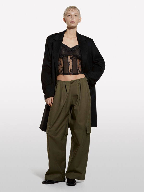 Schwarzes Top aus Tüll und Spitze - top für damen | Sisley