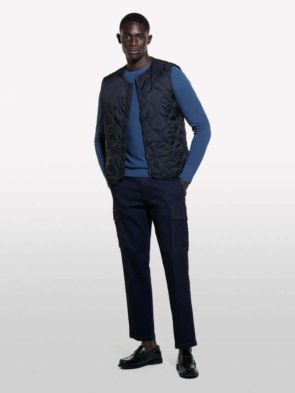 Dunkelblauer Pulli mit Rundhalsausschnitt - rundhalspullover für herren | Sisley