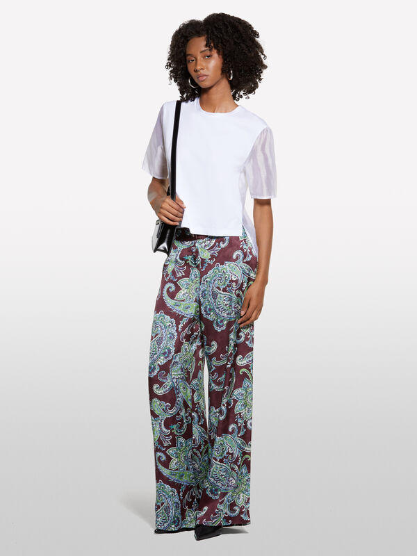 Weißes T-Shirt mit Transparenz Weißes T-Shirt mit Transparenz - kurzärmeliges t-shirt für damen | Sisley