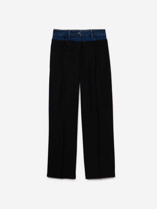 Schwarze Hose mit Boxer in Jeans Schwarze Hose mit Boxer in Jeans - palazzo hosen für damen | Sisley