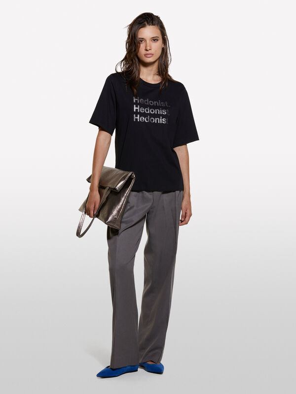 T-Shirt boy fit aus 100% Bio-Baumwolle mit Lettering-Print - kurz&auml;rmeliges t-shirt f&uuml;r damen | Sisley