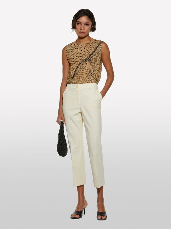 Sandfarbene Flare-Fit-Hose - flare hosen für damen | Sisley