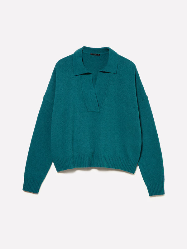 Gestricktes Poloshirt - pullover v-ausschnitt f&uuml;r damen | Sisley