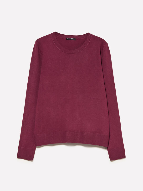 Burgunderfarbener Pullover mit Rundhalsausschnitt - rundhalspullover für damen | Sisley