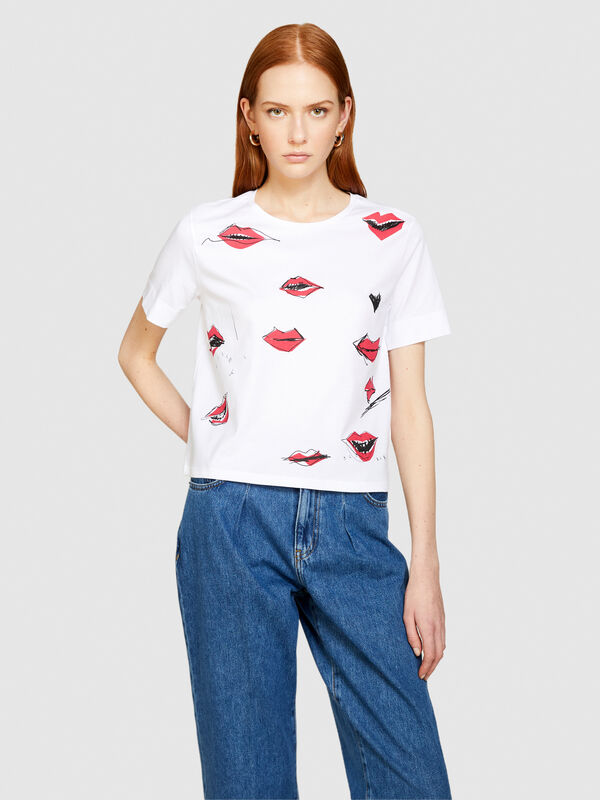 T-Shirt mit Print - kurzärmeliges t-shirt für damen | Sisley