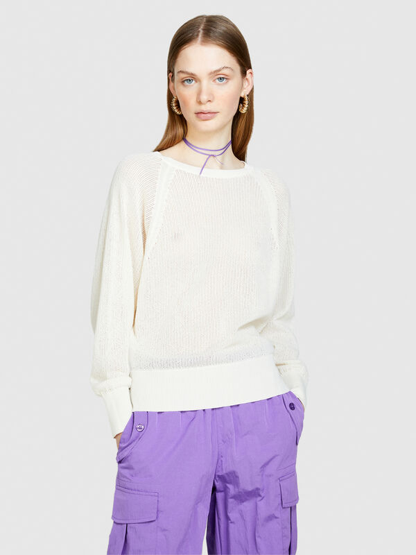 Pullover mit Fledermausärmeln - rundhalspullover für damen | Sisley