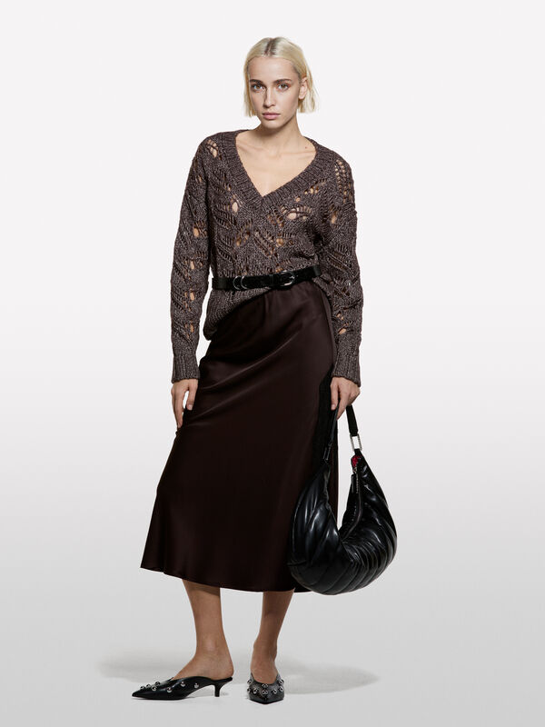 Maxi-Pullover mit Perforation - pullover v-ausschnitt f&uuml;r damen | Sisley