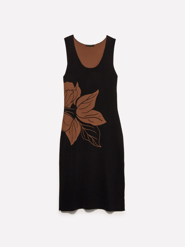 Mehrfarbiges Kleid mit Maxi-Blume - midi kleider f&uuml;r damen | Sisley