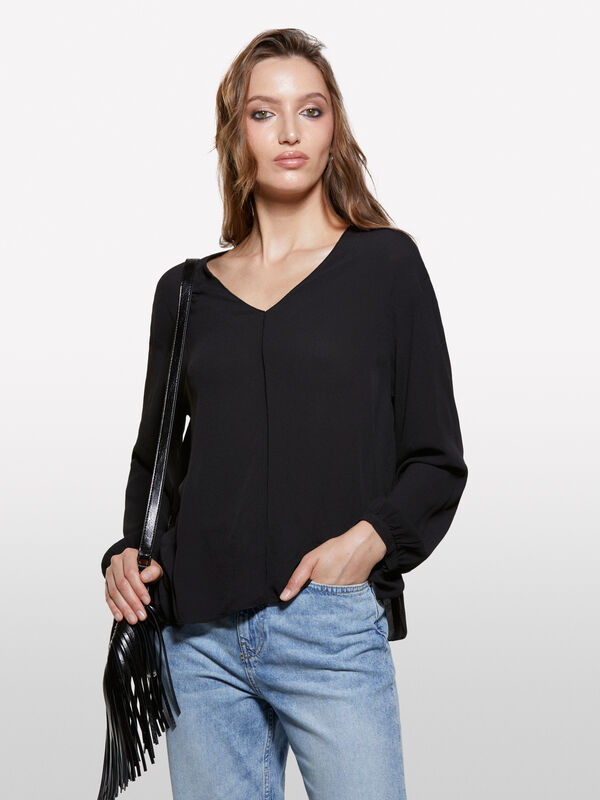 Schwarze Oversize-Bluse - blusen für damen | Sisley